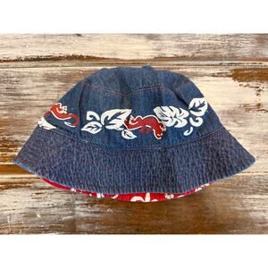 Toddler Reversible Denim Bucket Hat with Tropical Pattern